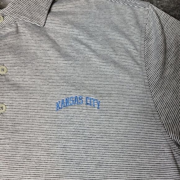 Johnnie-O Lyndon Performance Golf Polo Shirt Men Size M Heather Twilight Striped - Picture 4 of 11